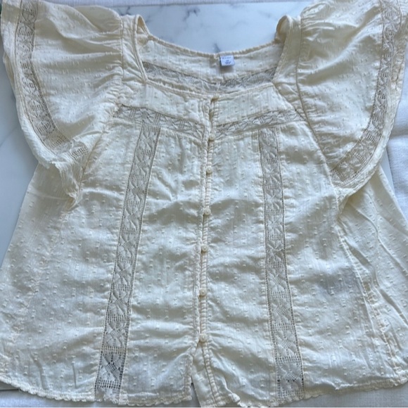 ❌SOLD❌ Old Navy | Clip Dot Crochet Lace Button Front Blouse - Picture 6 of 13